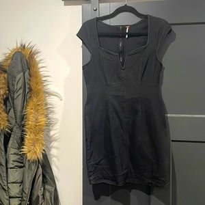 Free People Black Denim Mini Dress